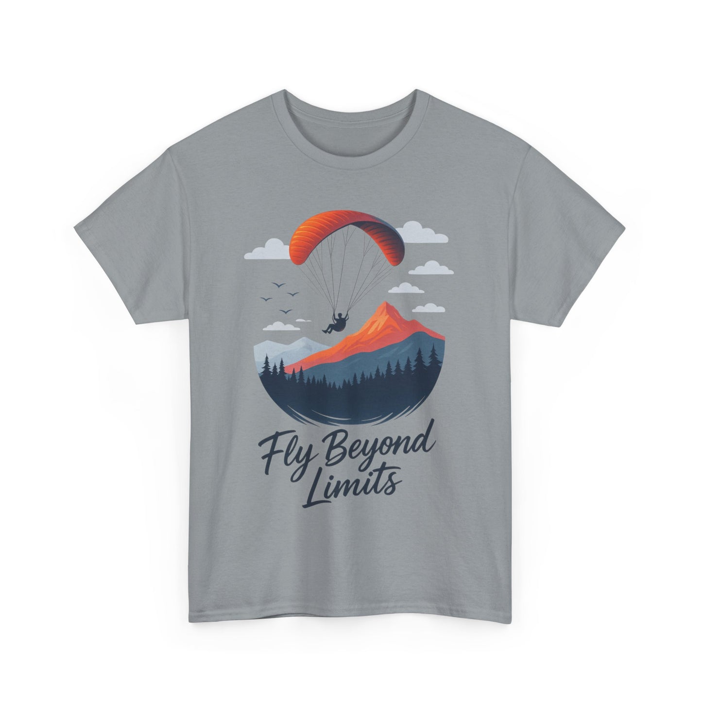 Paragliding Adventure T-Shirt, Mountain Landscape Tee, Nature Travel Lover Shirt, Outdoor Hiking Gift, Unisex Heavy Cotton Tee