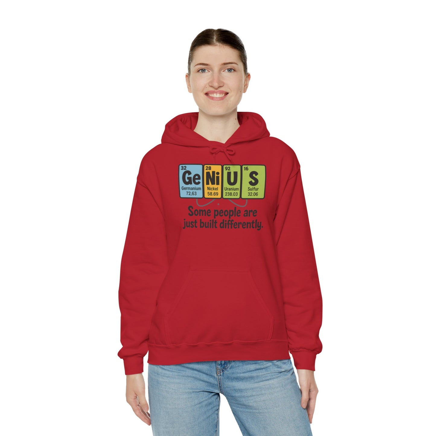 Funny Womens Genius Hoodie, Periodic Table Science Pullover, Nerdy Chemistry Sweatshirt for Her, Science Lover Apparel, Funny Chemistry Gift