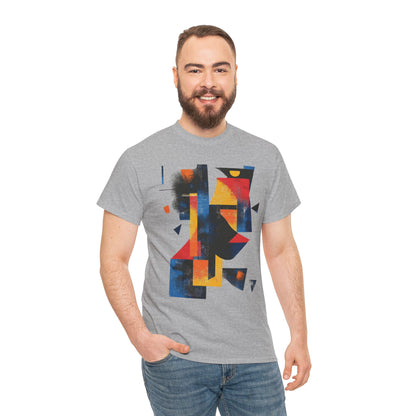 Abstract Geometric Art T-Shirt, Colorful Unisex Heavy Cotton Tee, Modern Artistic Shirt, Bold Graphic Print Tee