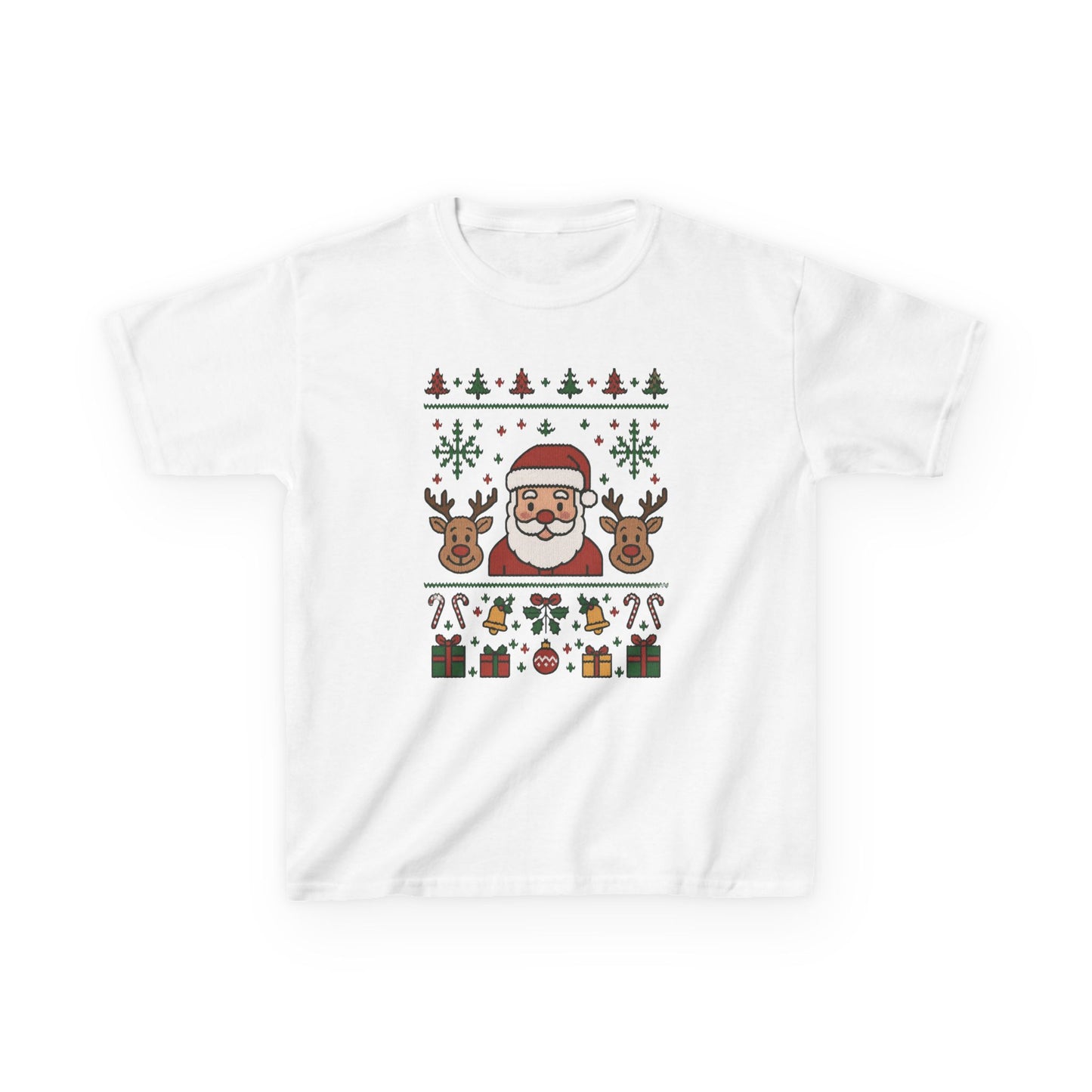 Santa - Reindeer Christmas Shirt for Kids, Cute Holiday Tee, Kids Heavy Cotton™ Tee