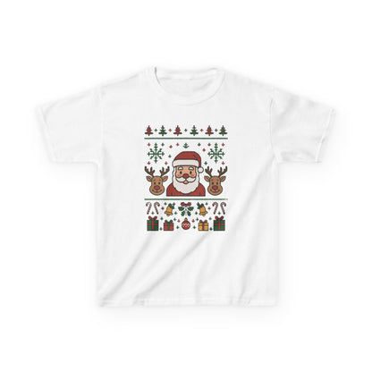 Santa - Reindeer Christmas Shirt for Kids, Cute Holiday Tee, Kids Heavy Cotton™ Tee