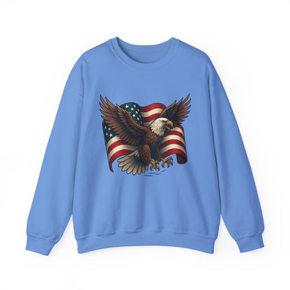 Patriotic Eagle Sweatshirt - Unisex Crewneck, USA Flag Apparel, Memorial Day, Veteran's Day, Independence Day, Gift for Patriots