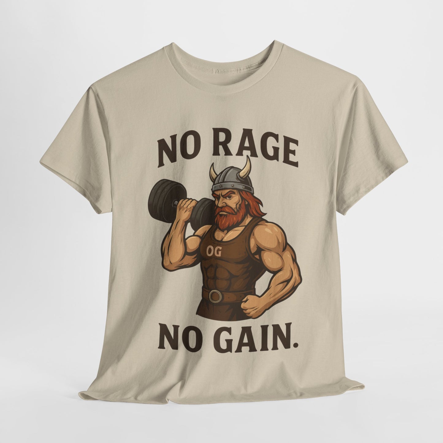 No Rage No Gain Viking Gym Shirt, Funny Muscle Workout Tee, Barbarian Fitness T-Shirt for Men, Powerlifting Humor Shirt, Viking Lifting Gift