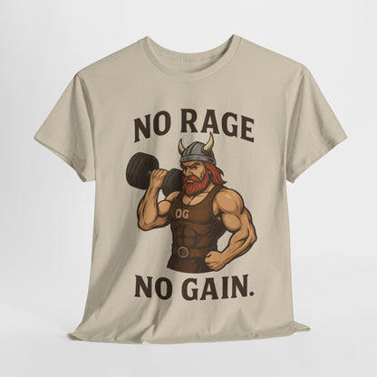 No Rage No Gain Viking Gym Shirt, Funny Muscle Workout Tee, Barbarian Fitness T-Shirt for Men, Powerlifting Humor Shirt, Viking Lifting Gift