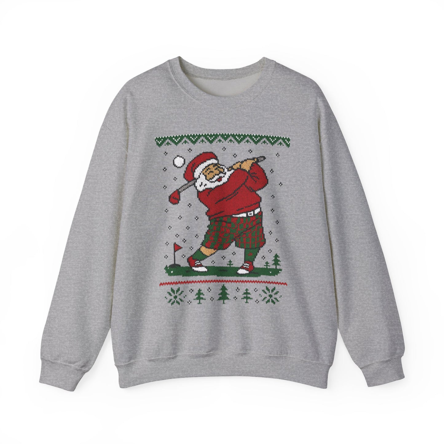 Golfing Santa Christmas Sweatshirt, Funny Golf Lover Holiday Jumper, Ugly Christmas Golf Sweater for Men