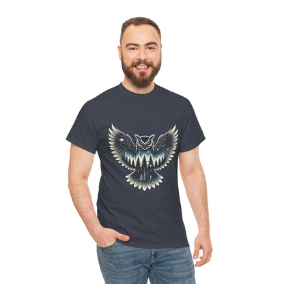 Mystical Owl Graphic Tee, Wildlife Lover Gift, Nature Shirt, Festival Wear, Boho Style, Night Bird Graphic T-Shirt