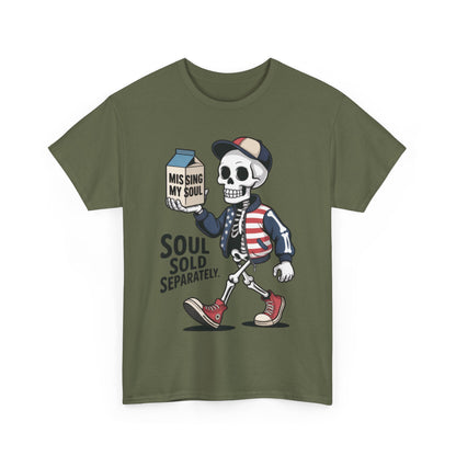 Funny Skeleton T-Shirt Soul Sold Separately Graphic Tee, Missing Soul Cartoon Shirt, Gothic Streetwear, Halloween Gift Tee