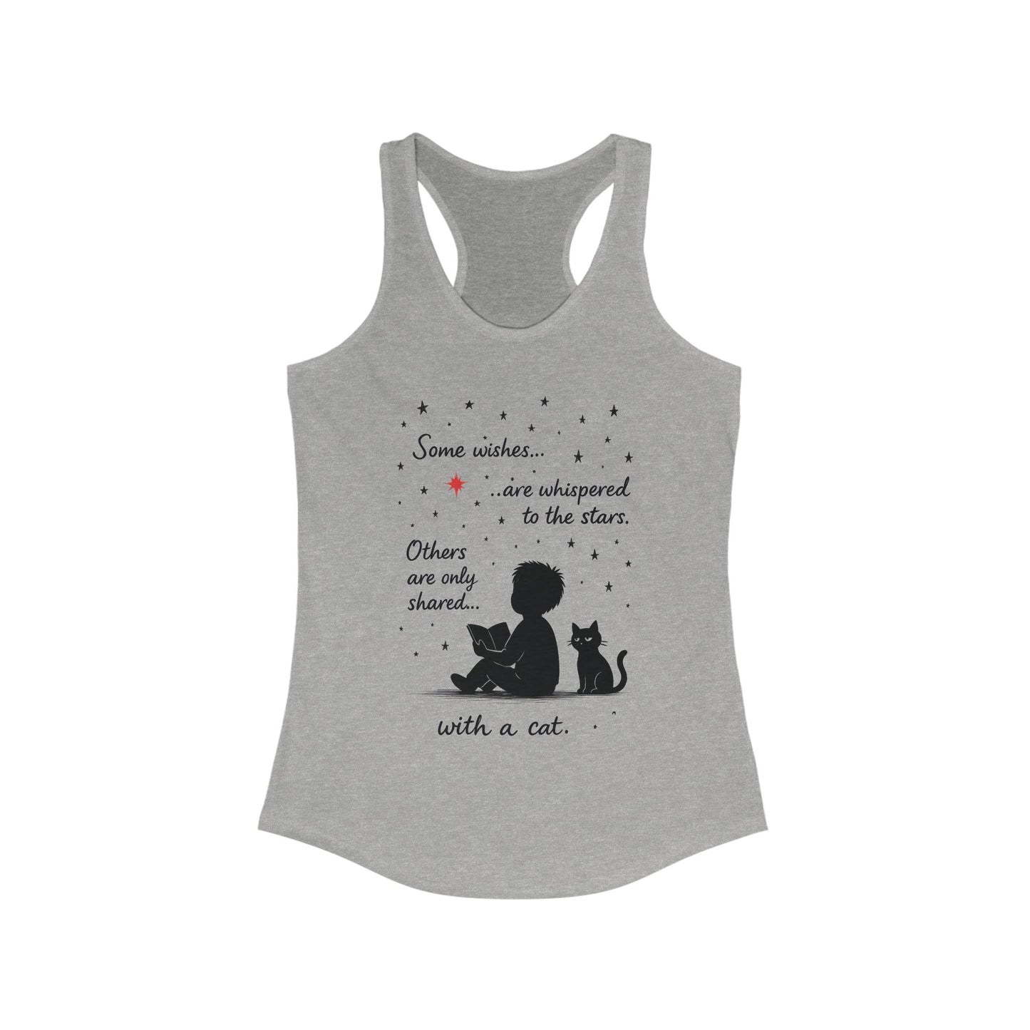 Whimsical Cat Themed Women's Racerback Tank - Perfect for Cat Lovers, Birthday Gifts, Casual Wear, Cozy Nights, Star Gazing Events