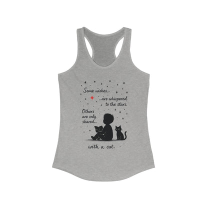 Whimsical Cat Themed Women's Racerback Tank - Perfect for Cat Lovers, Birthday Gifts, Casual Wear, Cozy Nights, Star Gazing Events