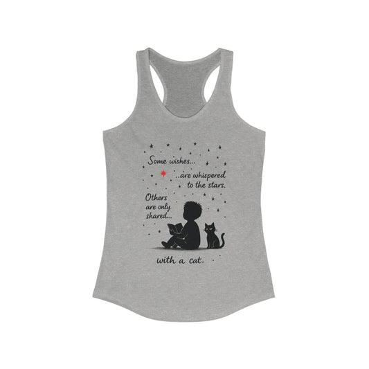 Whimsical Cat Themed Women's Racerback Tank - Perfect for Cat Lovers, Birthday Gifts, Casual Wear, Cozy Nights, Star Gazing Events