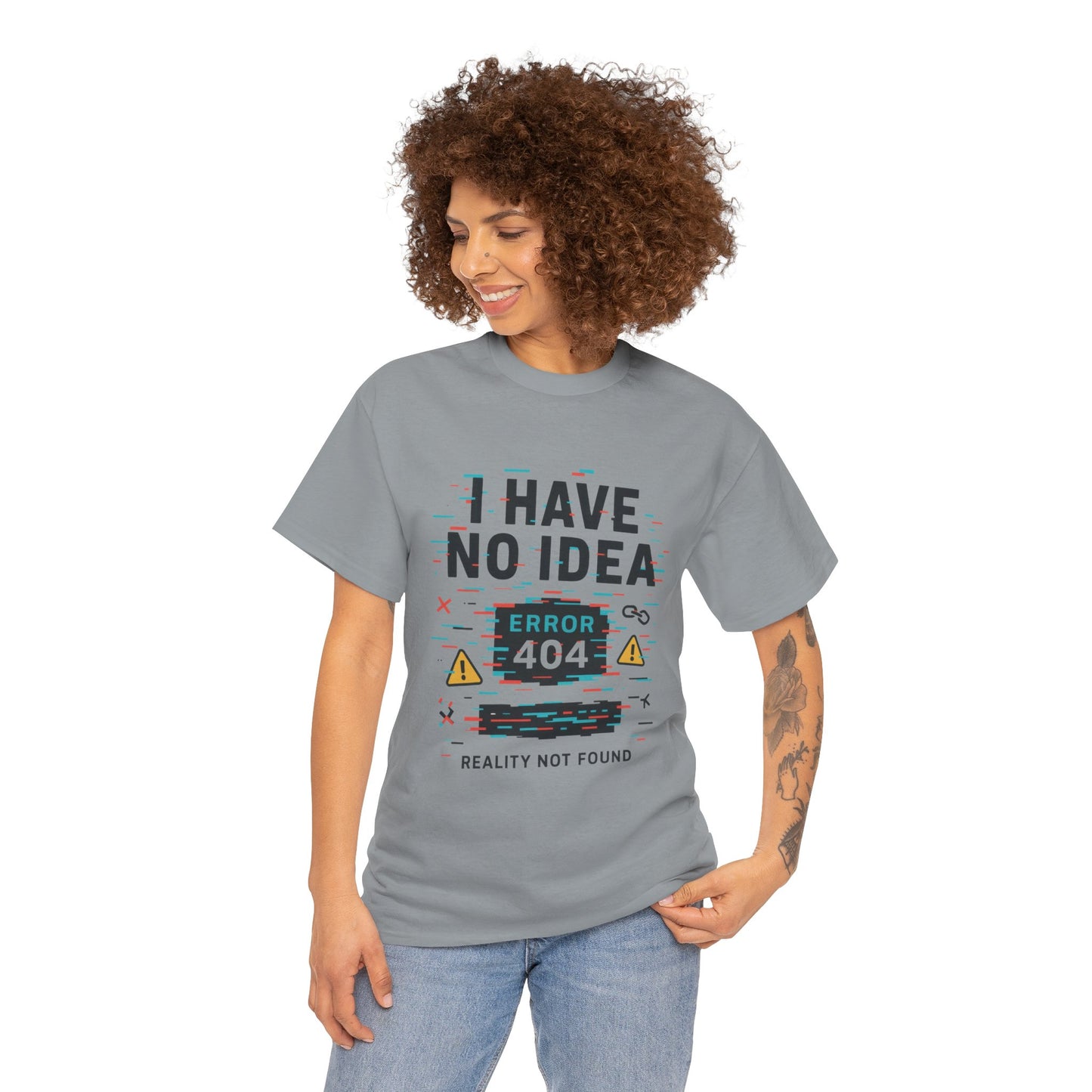 Funny Error 404 Unisex Heavy Cotton Tee, Graphic Tee, Humor Shirt, Gift for Tech Lovers, Casual Wear, Unique T-Shirt