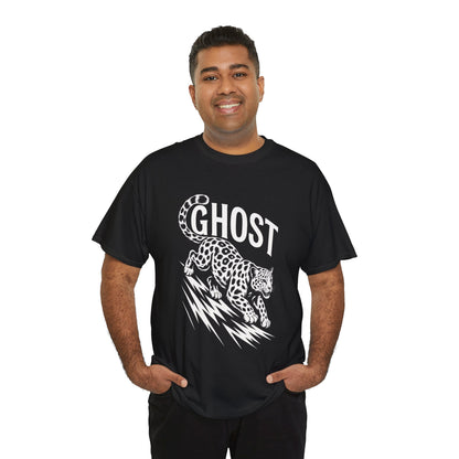 Ghost Leopard Graphic Tee, Mens T-Shirt, Casual Wear, Animal Print Top, Gift for Cat Lovers, Halloween Outfit