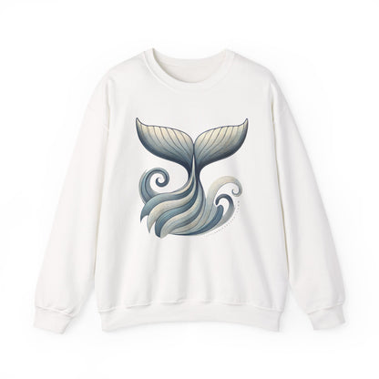 Whale Tail Ocean Sweatshirt, Unisex Heavy Blend Crewneck Sweatshirt, Nautical Coastal Sea Life Gift for Beach Lovers, Gift for Ocean Lovers