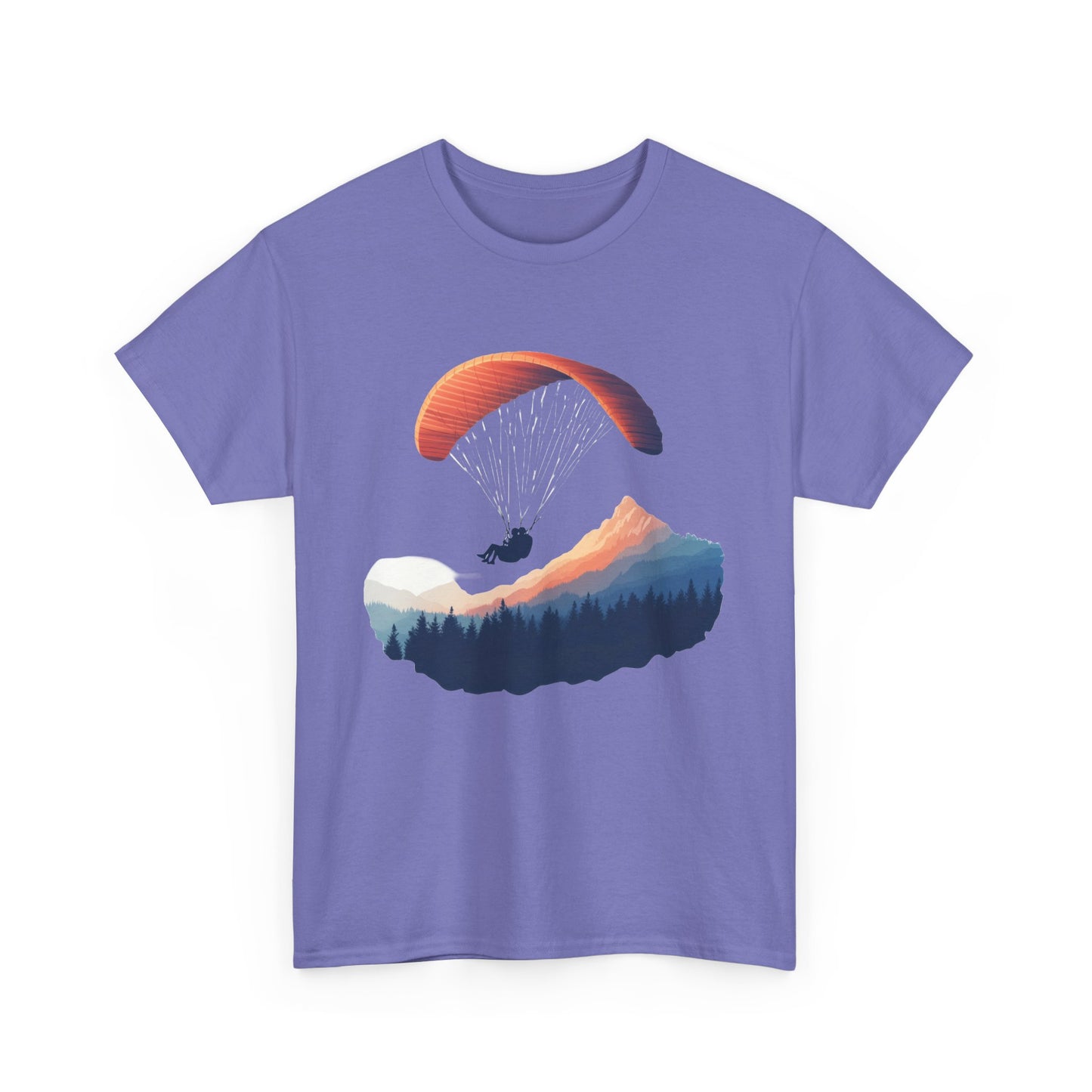 Paragliding Adventure T-Shirt, Mountain Landscape Tee, Nature Travel Lover Shirt, Outdoor Hiking Gift, Unisex Heavy Cotton Tee