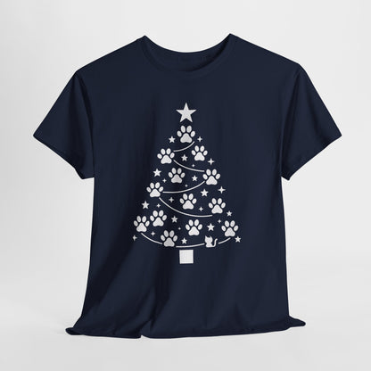 Paw Christmas Tree Women's T-Shirt, Pet Lover Holiday Tee