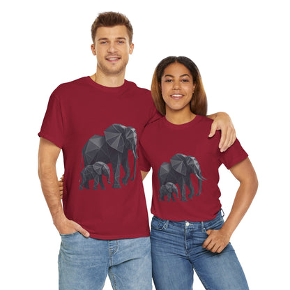 Geometric Elephant Tee - Minimalist Art Shirt, Nature Lover Gift, Animal Print T-Shirt, Unisex Cotton Tee, Eco-Friendly Wear