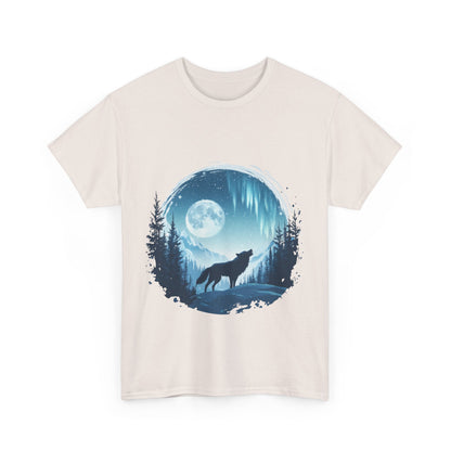 Howling Wolf Under Moonlight Men's T-Shirt, Full Moon Forest Scene Tee, Nature Lover Gift, Outdoor Adventure Clothing
