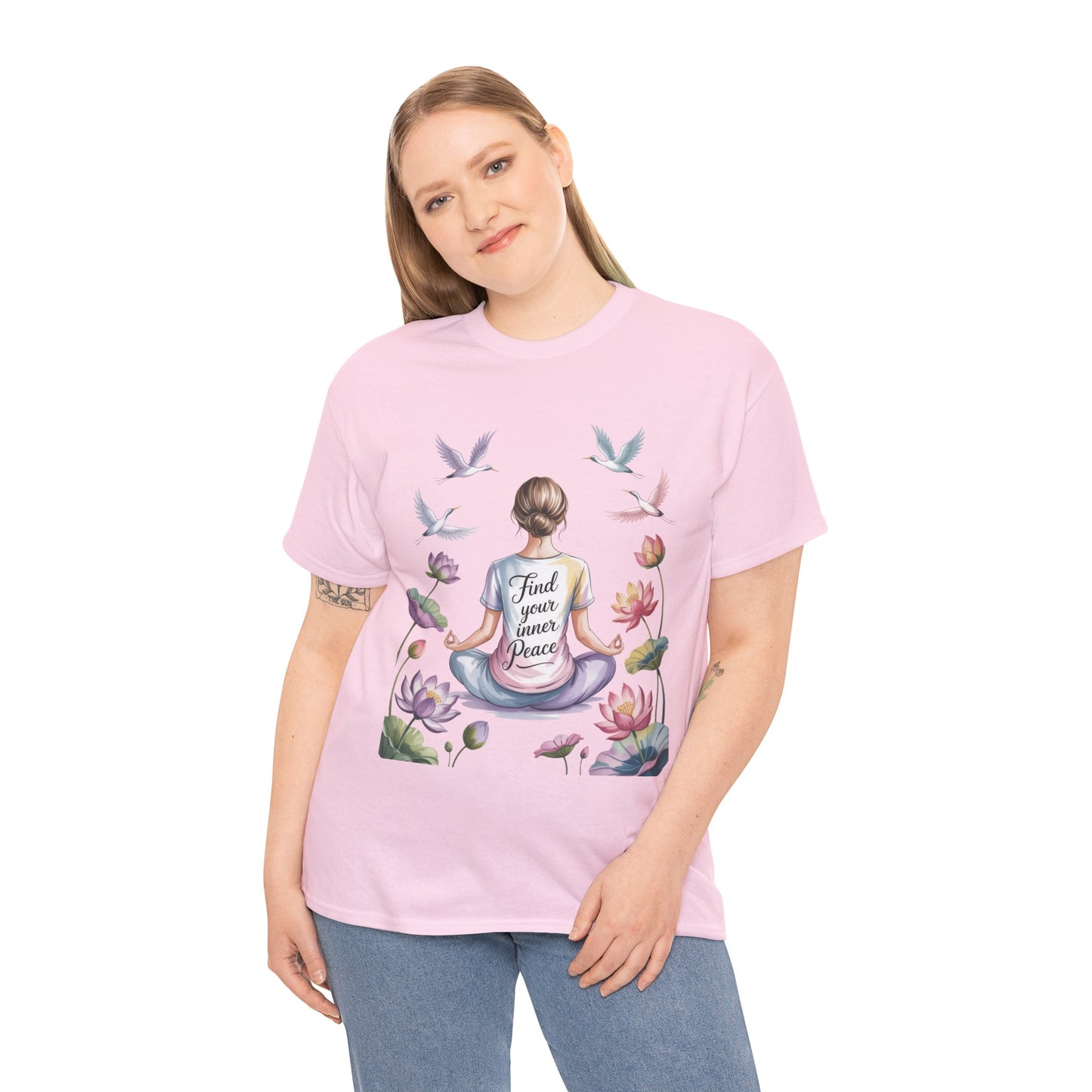 Find Your Inner Peace Womens Heavy Cotton Tee, Motivational Shirt, Meditation Apparel, Relaxation Gift, Casual Wear, Mindfulness Tee