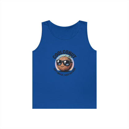 Coolconut Unisex Heavy Cotton Tank Top - Fun Summer Tee, Cute Beach Outfit, Vacation Wear, Gift for Him or Her, Trendy Summer Apparel