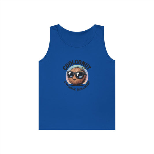 Coolconut Unisex Heavy Cotton Tank Top - Fun Summer Tee, Cute Beach Outfit, Vacation Wear, Gift for Him or Her, Trendy Summer Apparel