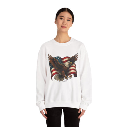 Patriotic Eagle Sweatshirt - Unisex Crewneck, USA Flag Apparel, Memorial Day, Veteran's Day, Independence Day, Gift for Patriots