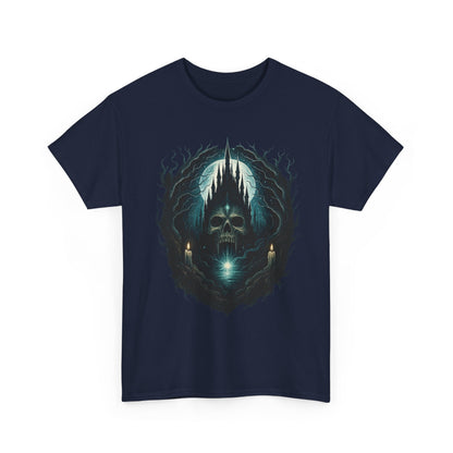 Gothic Skull Castle Men's T-Shirt, Dark Horror Haunted Night Graphic Tee, Halloween Shirt