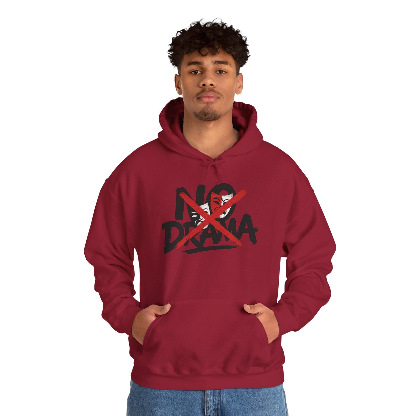 No Drama Mens Hoodie, Cozy Hoodie, Everyday Wear, Gift for Friend, Casual Fashion, Relaxed Vibes