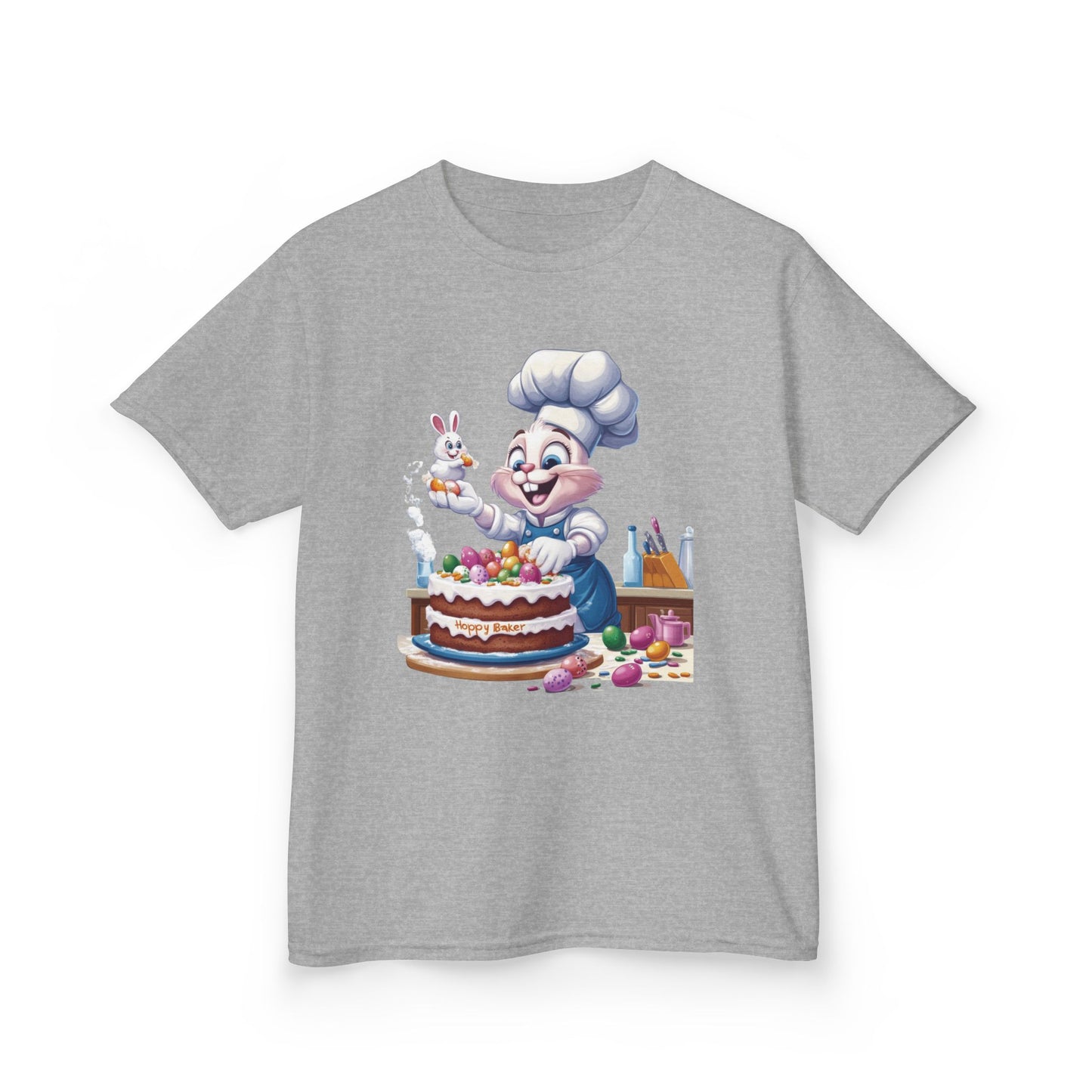Pastry Chef Easter Bunny T-Shirt - Cute Spring Tee with Chef Bunny and Colorful Cake, Fun Holiday Gift for Kids and Bunny Lovers
