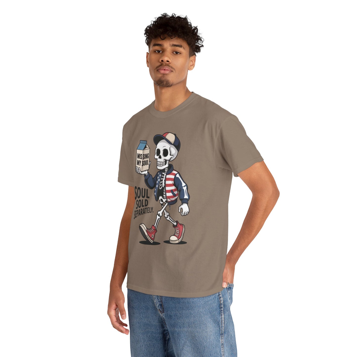 Funny Skeleton T-Shirt Soul Sold Separately Graphic Tee, Missing Soul Cartoon Shirt, Gothic Streetwear, Halloween Gift Tee