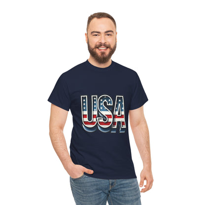 USA Patriotic Unisex Heavy Cotton Tee, American Pride Shirt, July 4th T-Shirt, Independence Day Apparel, Casual Summer Top