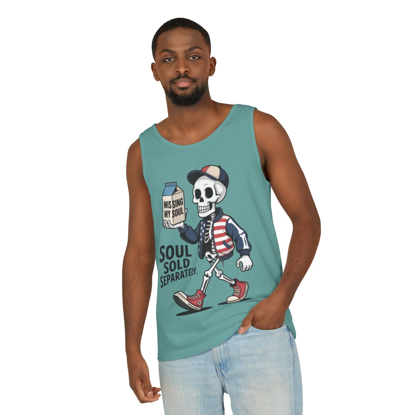 Funny Skeleton Tank Top, Soul Sold Separately Muscle Tee, Missing My Soul Graphic Shirt, Gothic Streetwear Workout Top