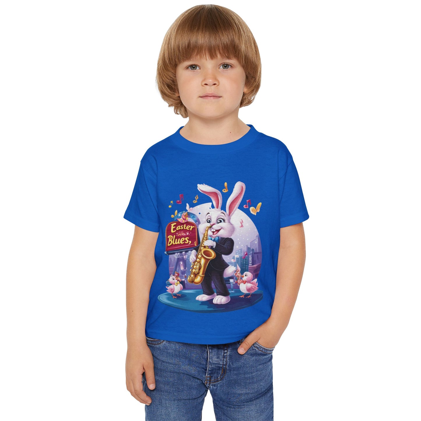 Easter Bunny Jazz Toddler T-Shirt - Cute Music Themed Tee for Kids, Saxophone Bunny Spring Shirt, Fun Gift for Little Boys & Girls