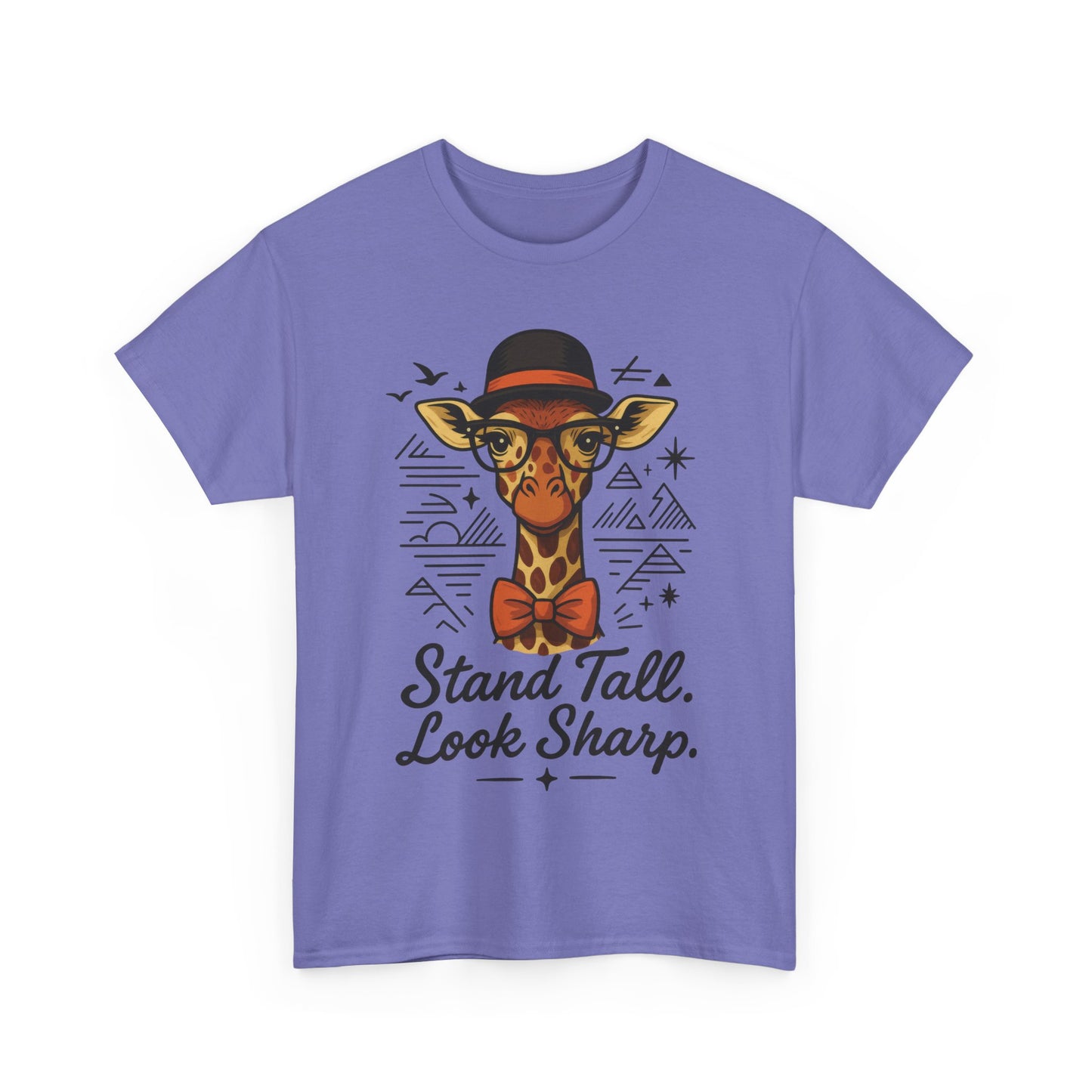 Hipster Giraffe T-Shirt with Hat and Glasses, Whimsical Giraffe Tee, Fun Gift, Cute Graphic Shirt, Unisex Heavy Cotton Tee