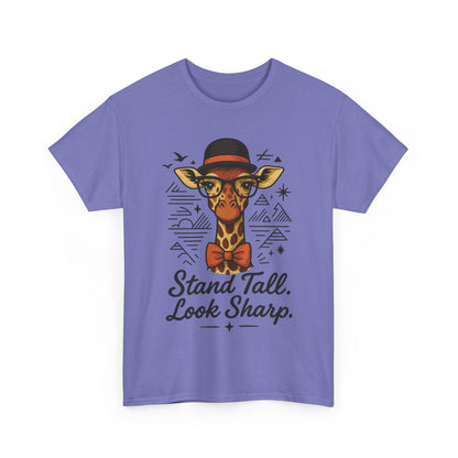Hipster Giraffe T-Shirt with Hat and Glasses, Whimsical Giraffe Tee, Fun Gift, Cute Graphic Shirt, Unisex Heavy Cotton Tee