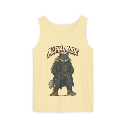 Alpha Mode Wolf Tank Top, Mens Hip Hop Gym Tank, Cool Streetwear Muscle Tank, Savage Wolf Graphic Top, Alpha Male Workout Shirt, Beachwear