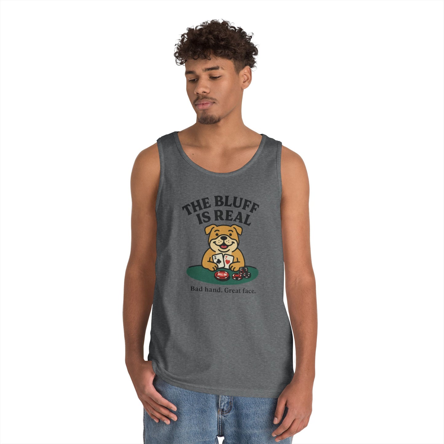 Funny Dog Poker Tank Top, The Bluff is Real Tee, Animal Lover Gift, Unisex Casino Humor Gift, Poker Night Apparel, Cute Pet Humor T-Shirt