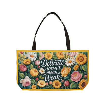 Floral Empowerment Weekender Tote Bag, Inspirational Travel Bag, Motivational Gift, Beach Bag, Gym Tote, Floral Print Carryall
