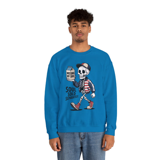Skeleton Graphic Sweatshirt, Soul Sold Separately Pullover, Funny Gothic Streetwear, Missing My Soul Skull Hoodie Alternative