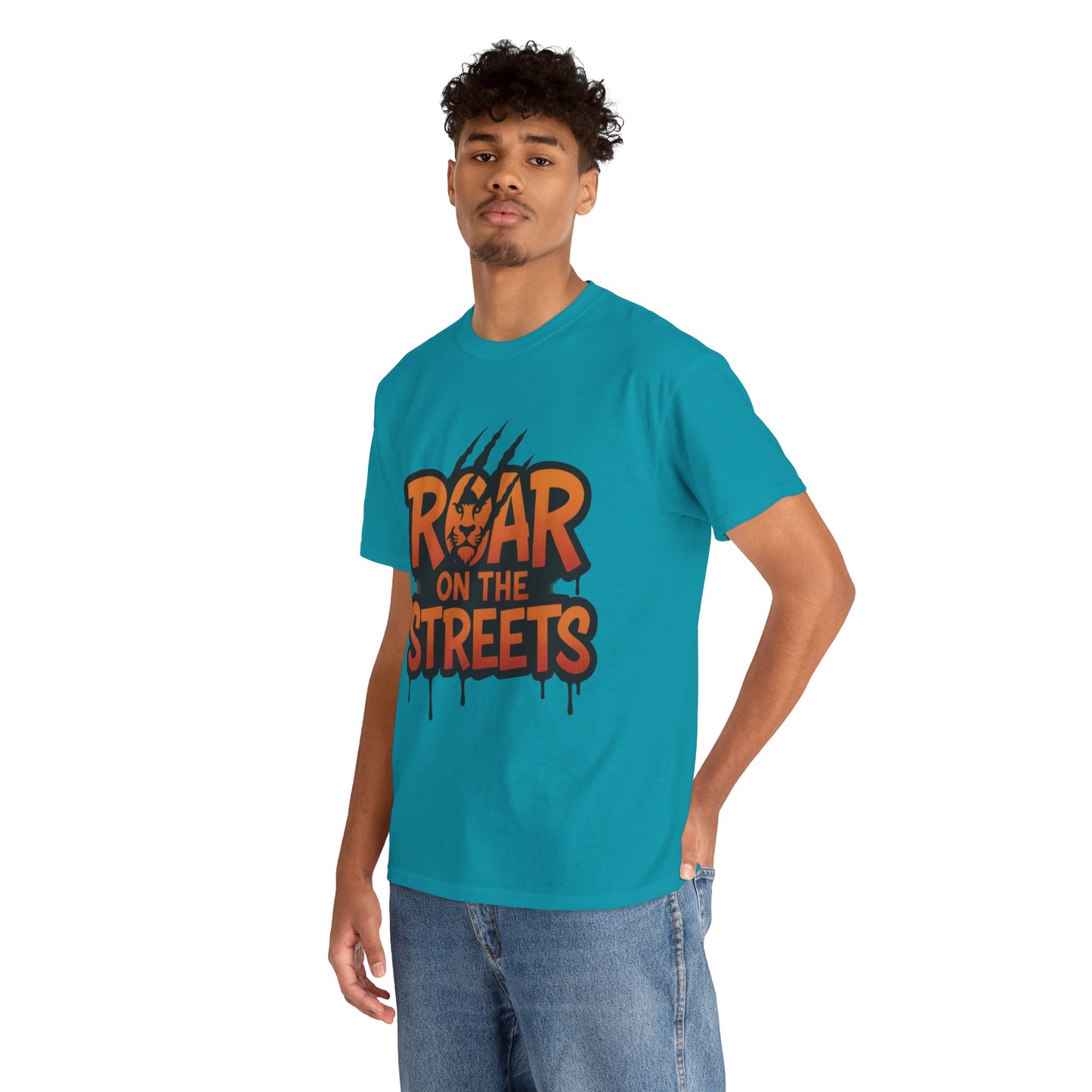 Roar on the Streets Lion Graphic Mens Urban T-Shirt, Lion Shirt