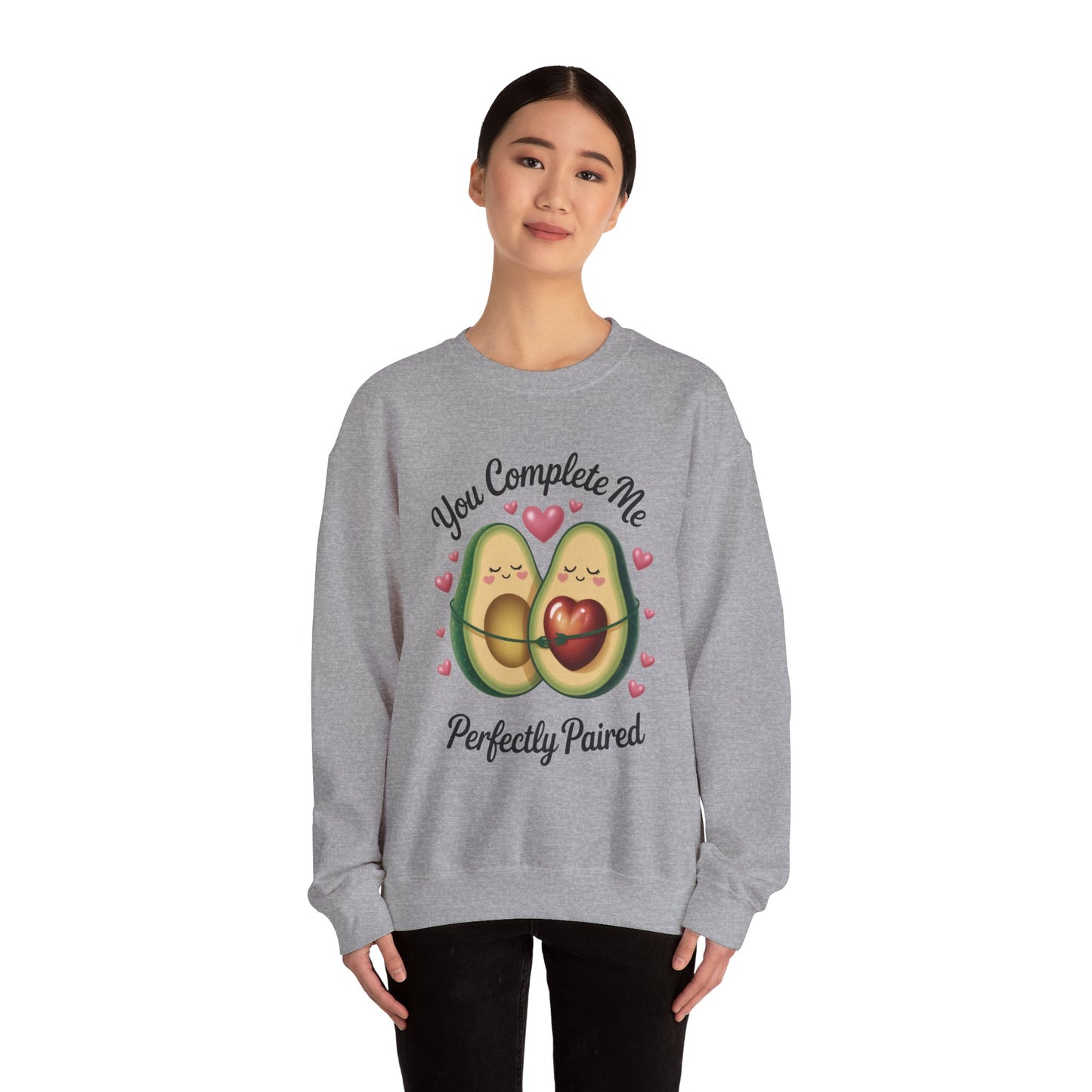 Cute Avocado Love Crewneck Sweatshirt, Sweatshirt for Couples, Perfect Gift for Valentines Day, Cozy Apparel, Avocado Lover Gift