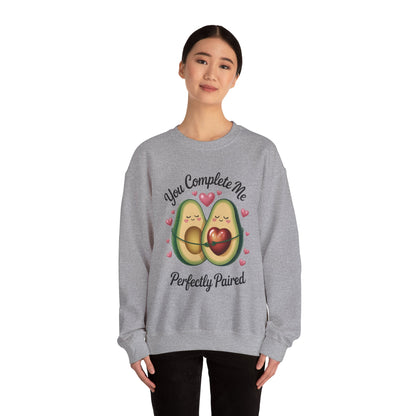 Cute Avocado Love Crewneck Sweatshirt, Sweatshirt for Couples, Perfect Gift for Valentines Day, Cozy Apparel, Avocado Lover Gift