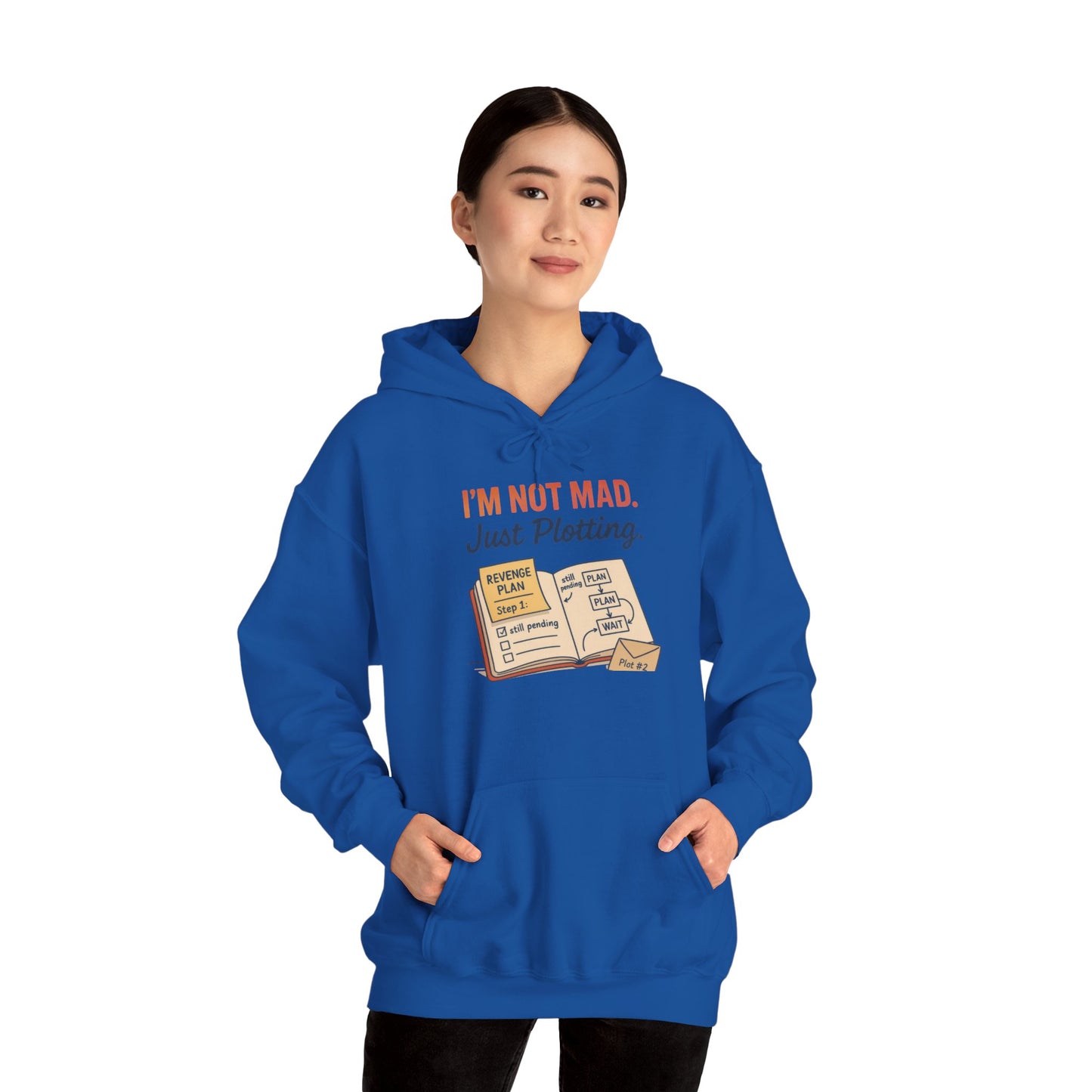Sarcastic Womens Hoodie, Im Not Mad Just Plotting, Funny Passive Aggressive Sweatshirt Gift, Plotting Humor Hooded Womens Sweatshirt