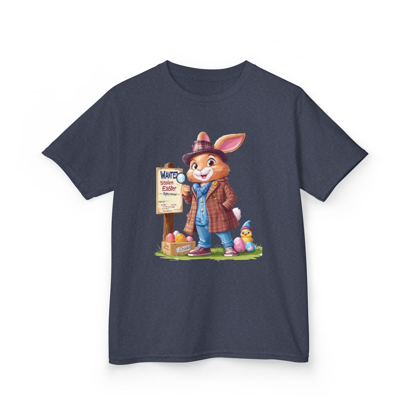 Detective Bunny Easter Kids Tee - Fun Egg Hunt T-Shirt with Mystery Theme, Cute Spring Gift for Kids, Heavy Cotton Easter Outfit