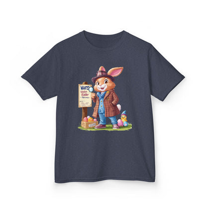 Detective Bunny Easter Kids Tee - Fun Egg Hunt T-Shirt with Mystery Theme, Cute Spring Gift for Kids, Heavy Cotton Easter Outfit