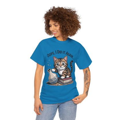Playful Cat Women's Tee, Funny Oops I Did It Again Design, Cat Lover Gift, Casual Wear, Birthday Gift, Pet Lover Tee, Women's Gift
