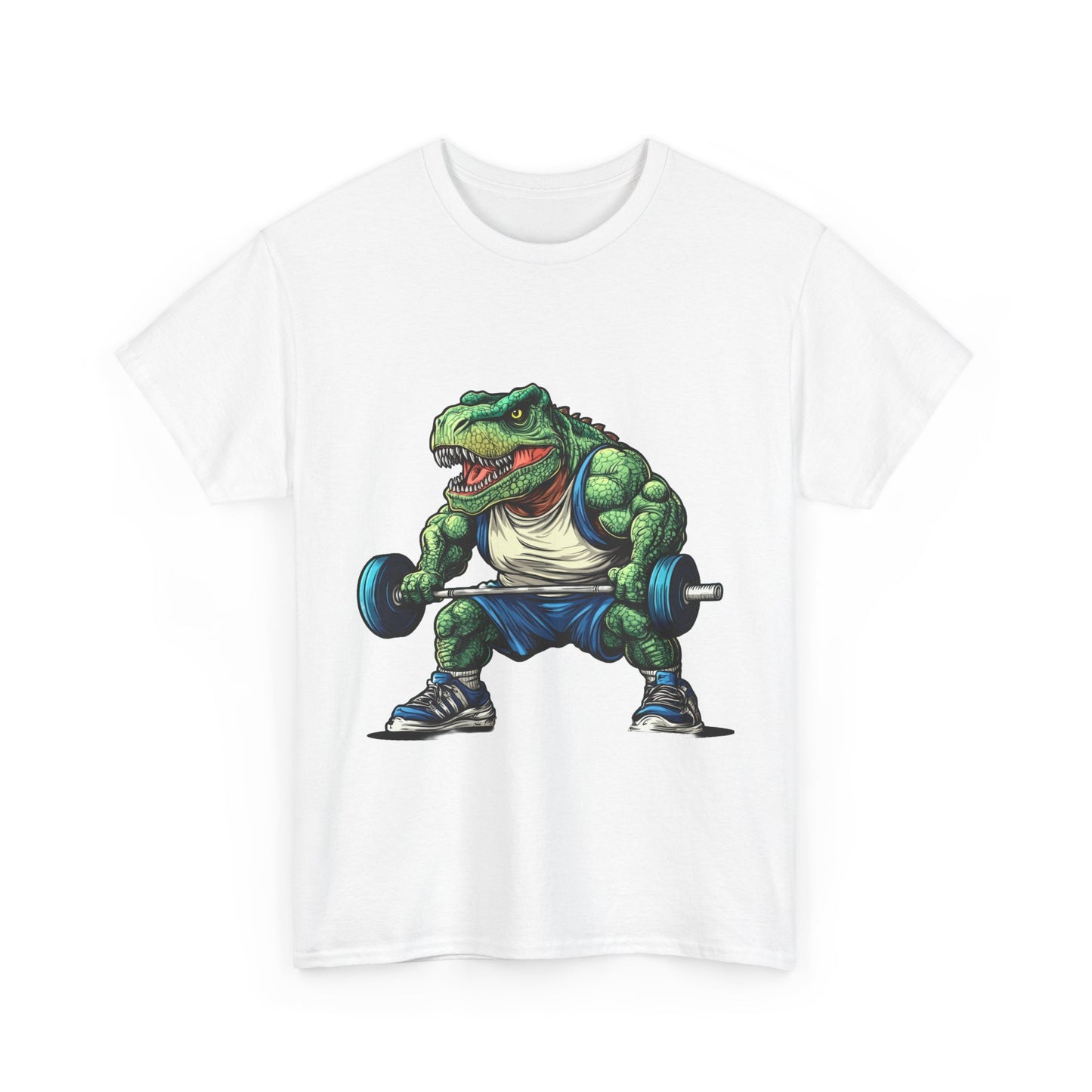Dino Gym Tee, Muscle T-Rex Gym T-Shirt, Funny Men's Heavy Cotton T-Shirt,Fitness Gift for Gym Lovers, Cute Dinosaur Tee