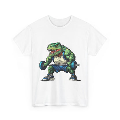 Dino Gym Tee, Muscle T-Rex Gym T-Shirt, Funny Men's Heavy Cotton T-Shirt,Fitness Gift for Gym Lovers, Cute Dinosaur Tee