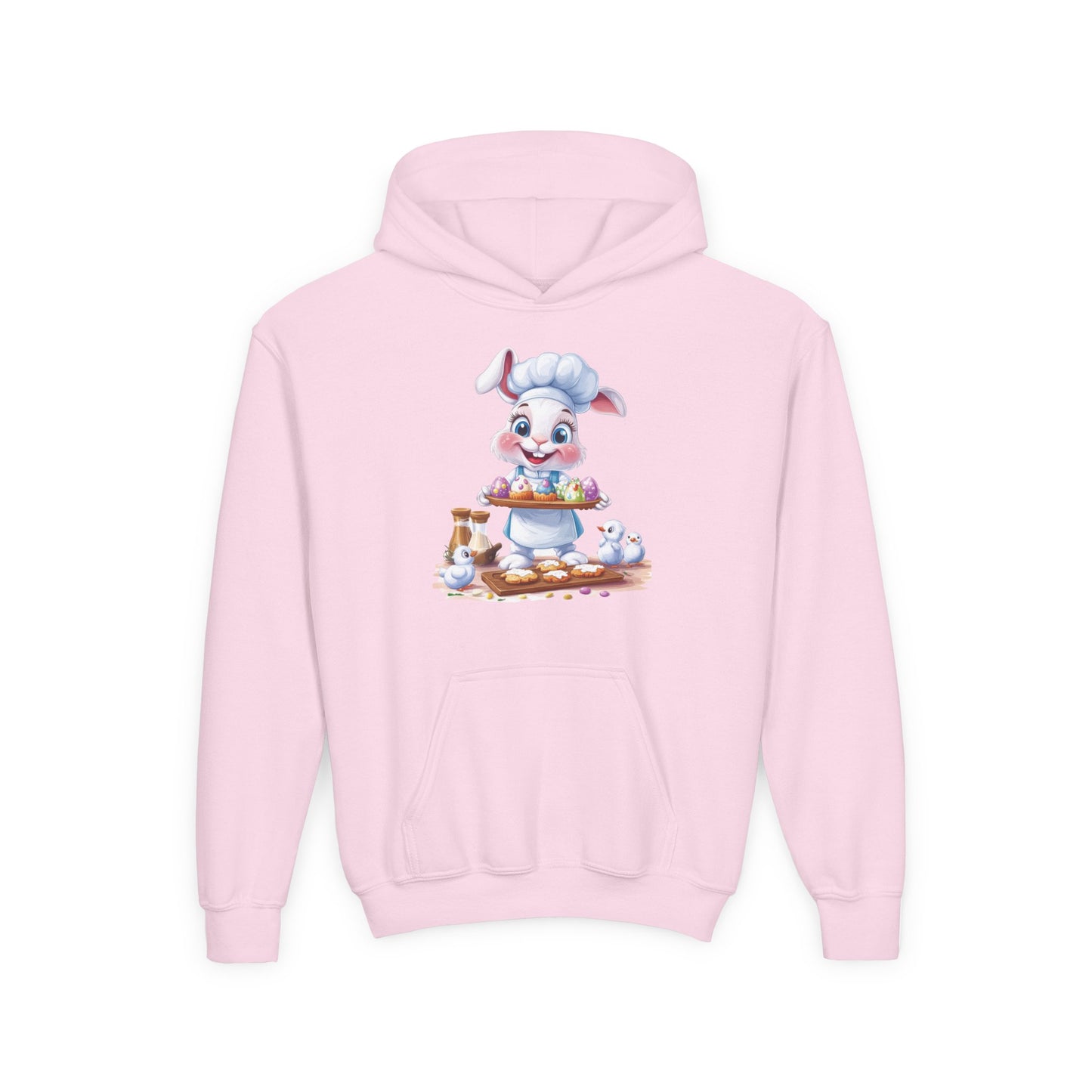 Easter Chef Bunny Hoodie for Kids, Cute Baker Bunny, Fun Holiday Outfit, Youth Spring Sweatshirt, Easter Gift, Bunny Design Hoodie