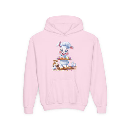 Easter Chef Bunny Hoodie for Kids, Cute Baker Bunny, Fun Holiday Outfit, Youth Spring Sweatshirt, Easter Gift, Bunny Design Hoodie