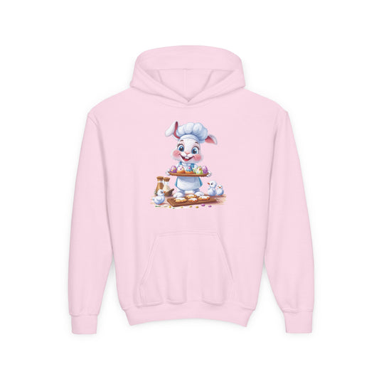 Easter Chef Bunny Hoodie for Kids, Cute Baker Bunny, Fun Holiday Outfit, Youth Spring Sweatshirt, Easter Gift, Bunny Design Hoodie